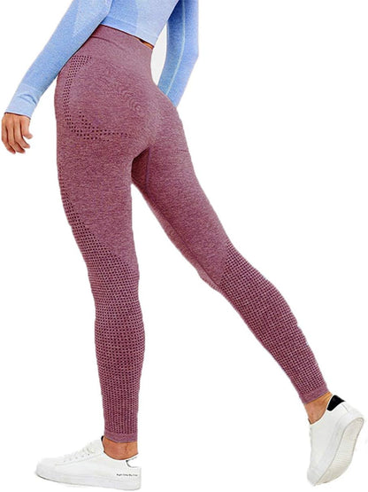 Women Seamless Yoga Workout Set 2Pcs Outfits Gym Leggings and Sports Bra (Wine, Small)